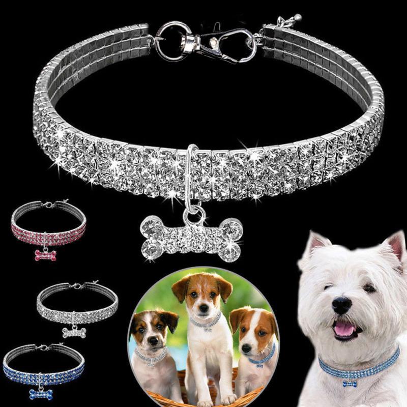 Bling Rhinestone Pet Collar – Crystal Dog & Cat Collar with Leash