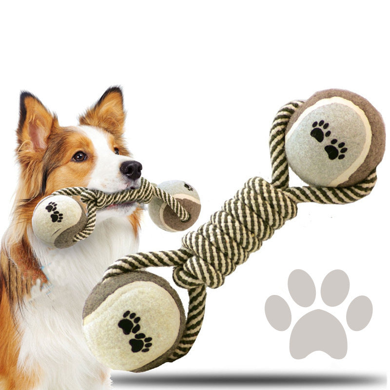 Cotton Rope Tennis Dumbbell Dog Toy – Durable Knot & Chew Ball