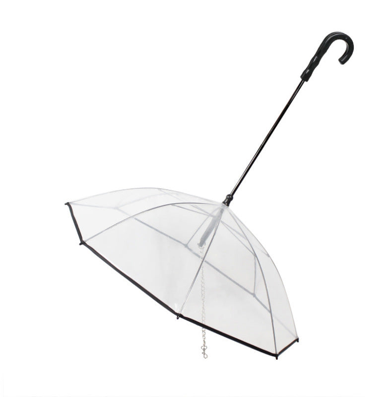 Transparent Dog Umbrella with Built-In Leash – Removable & Weather-Ready Pet Shield