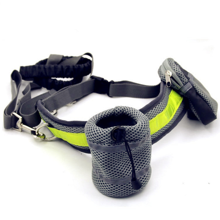 Adjustable Hands-Free Dog Leash – Waist Belt with Pouches for Running & Walking