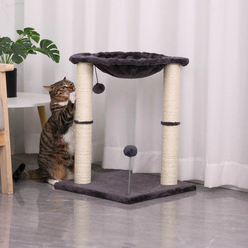 Integrated Cat Scratching Post with Nest – Wooden Cat Tower