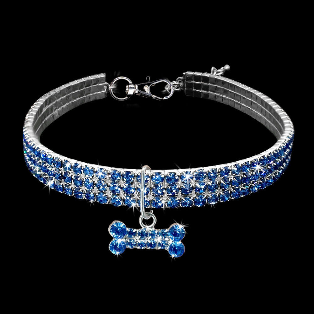 Bling Rhinestone Pet Collar – Crystal Dog & Cat Collar with Leash