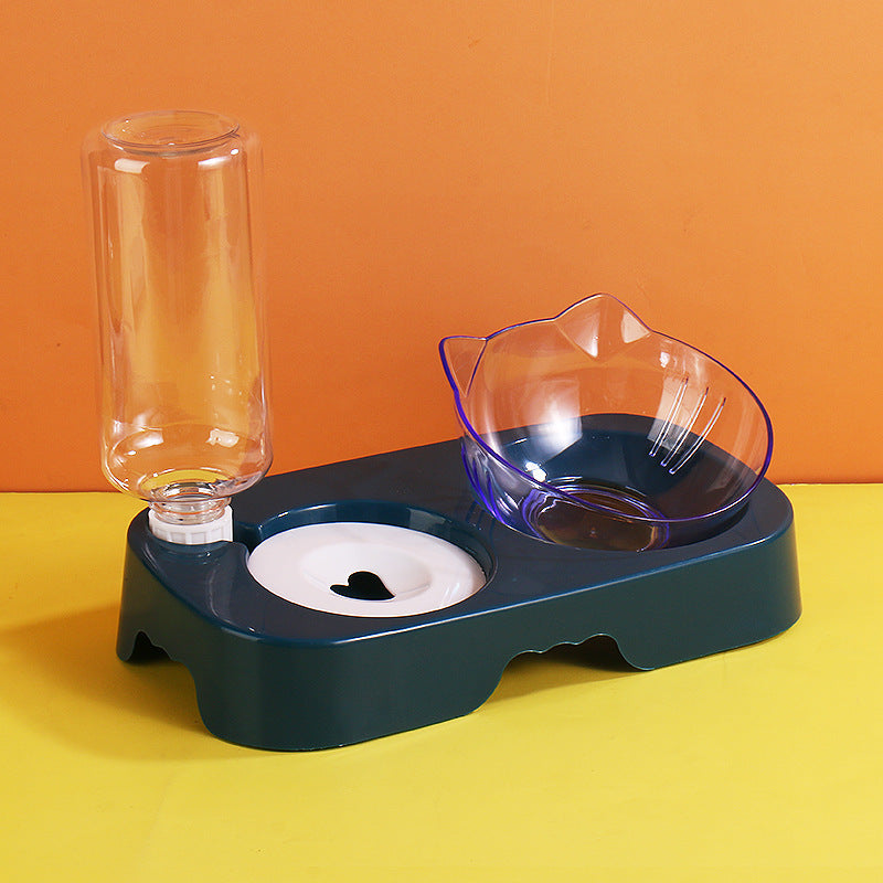 Anti-Overturning Pet Bowl with Water Bottle – Non-Slip Feeding Set