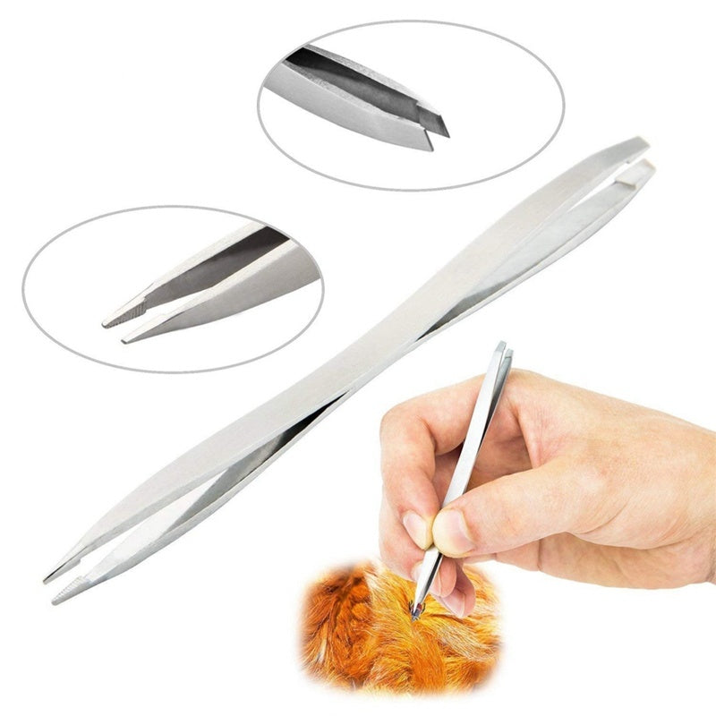 Stainless Steel Pet Deworming Tool – Tick Removal Clips & Fork Set