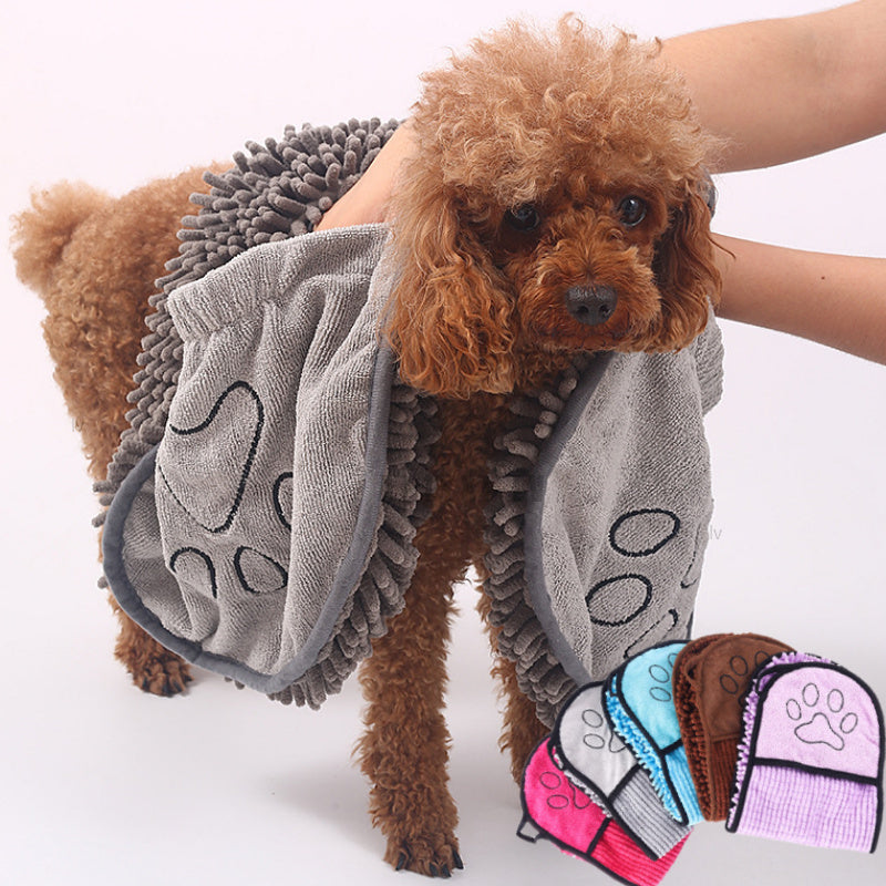 Super Absorbent Pet Bath Towel – Quick-Dry Microfiber Dog & Cat Bathrobe with Pockets