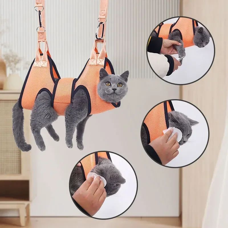 Cat Grooming Restraint Bag – Anti-Scratch & Bathing Hammock Set