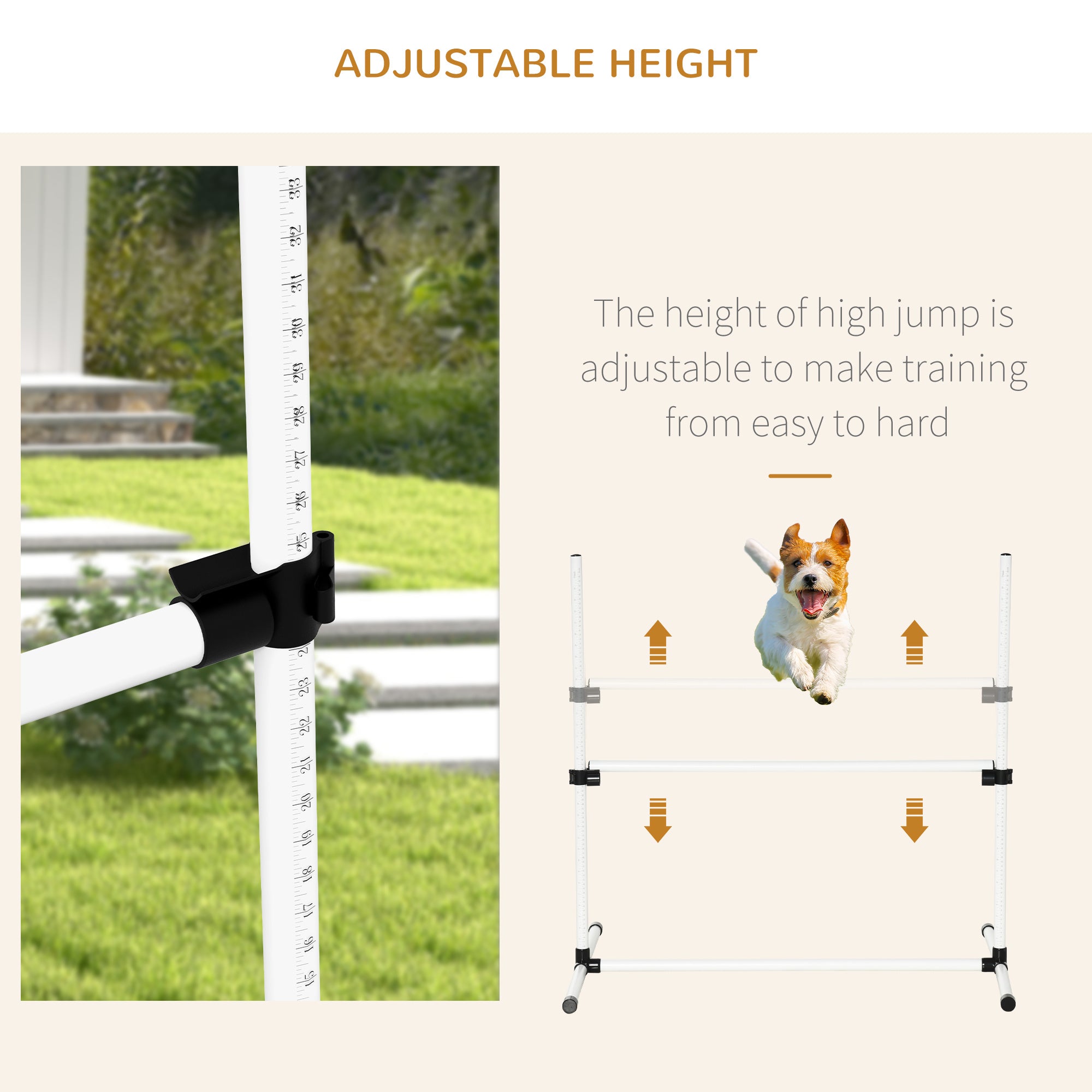 PawHut 4-Piece Dog Agility Training Kit – Adjustable Jump Poles with Carry Bag