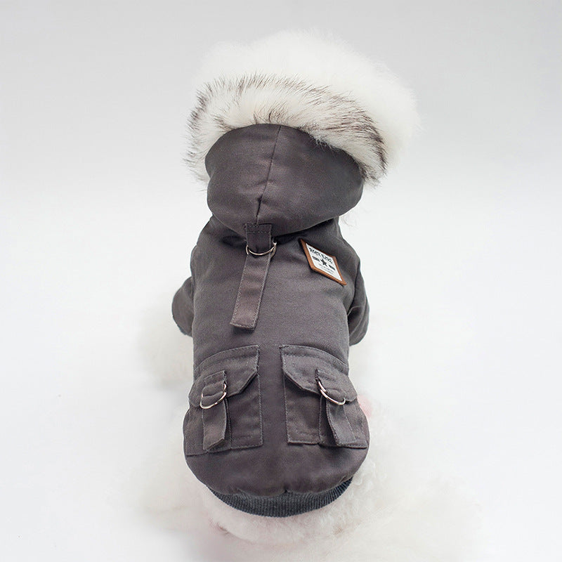 Warm Cotton Dog Coat with Hood – Cozy Autumn & Winter Jacket for Small Dogs