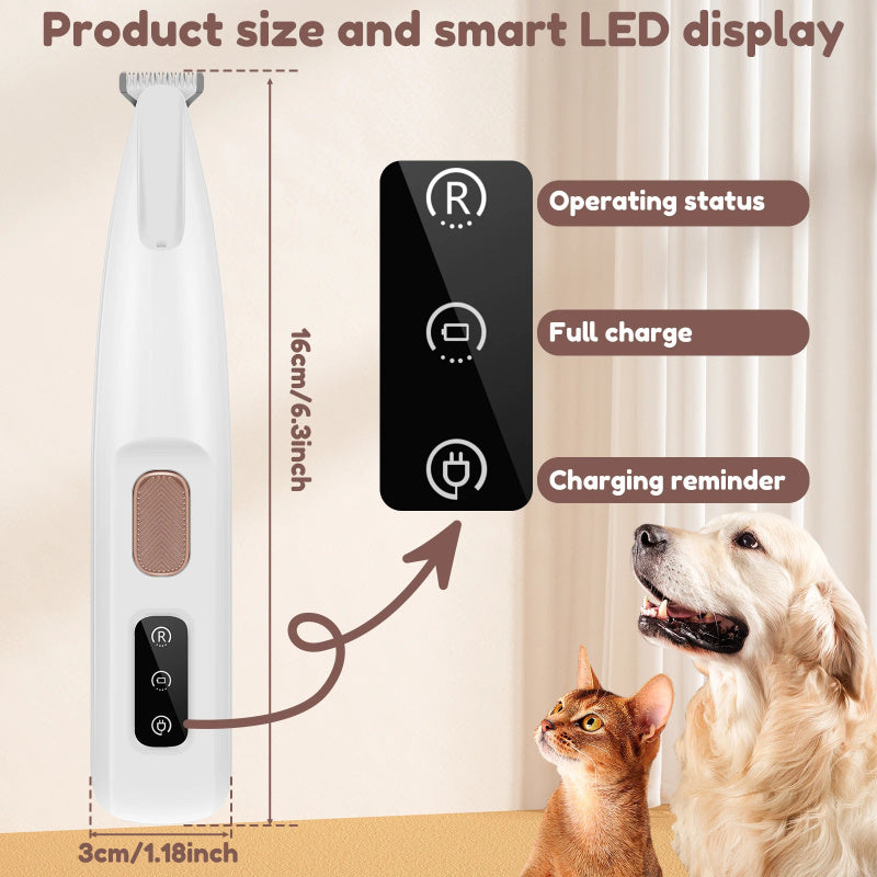Pets Dog Paw Trimmer with LED Light – Waterproof Grooming Clippers