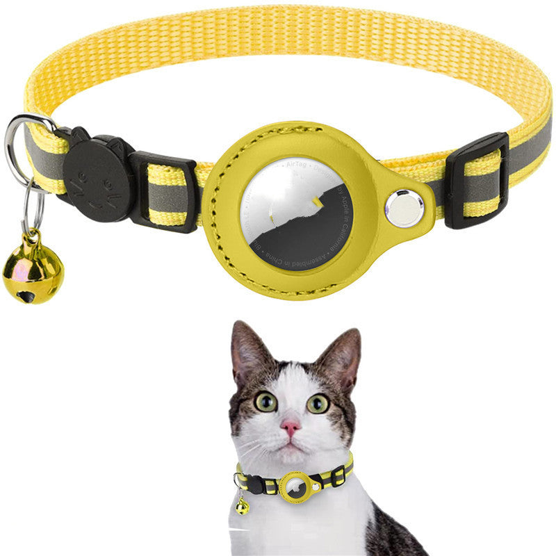 Reflective Waterproof Pet Collar with AirTag Holder – Nylon Cat & Dog Collar