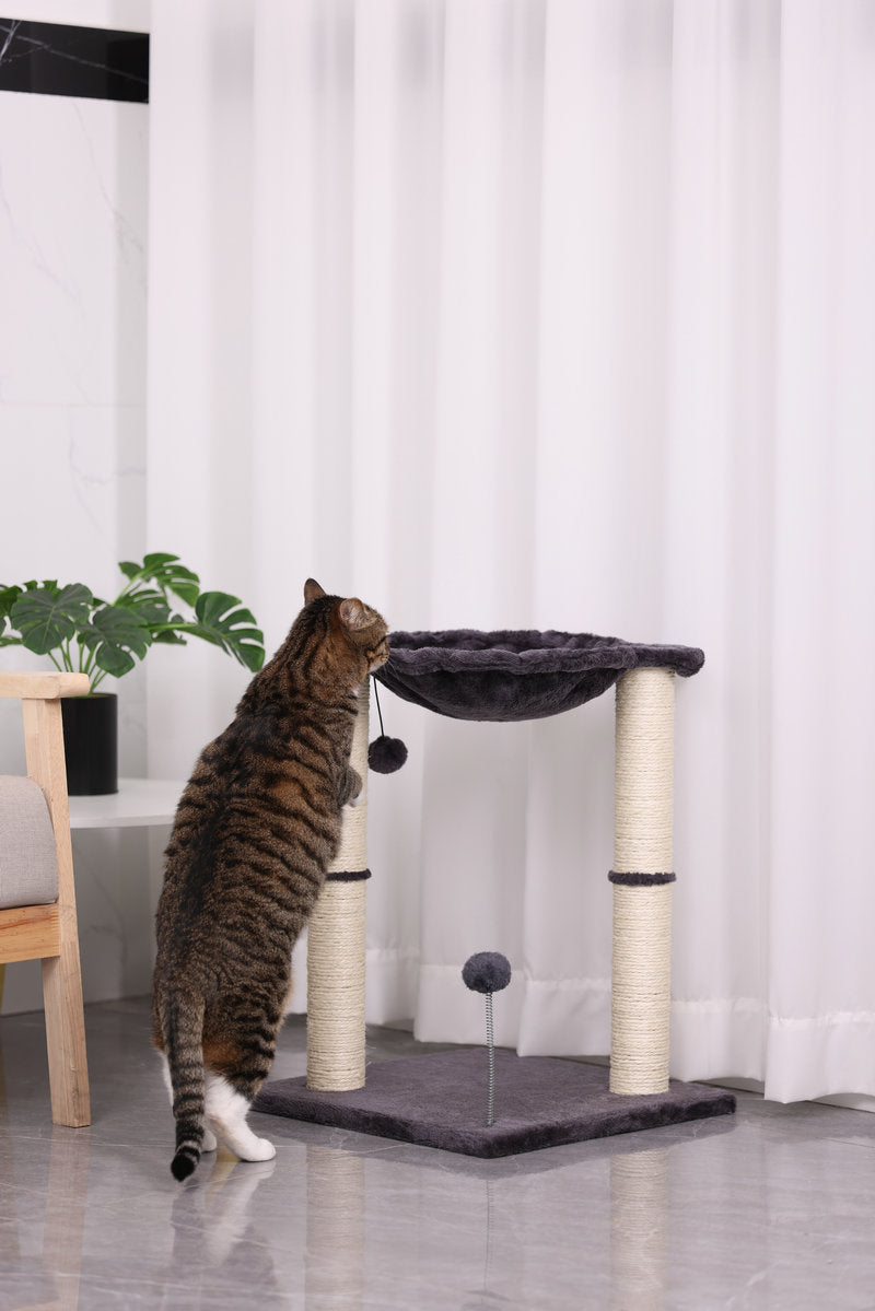 Integrated Cat Scratching Post with Nest – Wooden Cat Tower