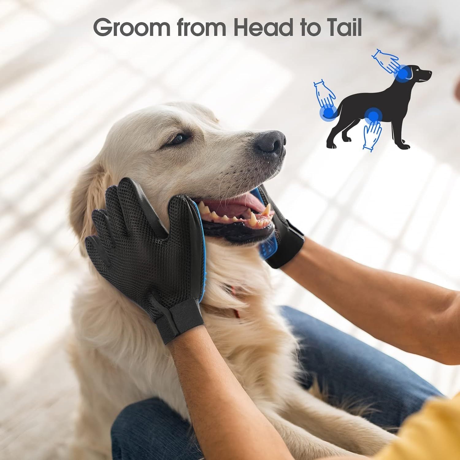 Upgrade Pet Grooming Gloves – Gentle Shedding & Bathing Mitts for Dogs, Cats & Horses