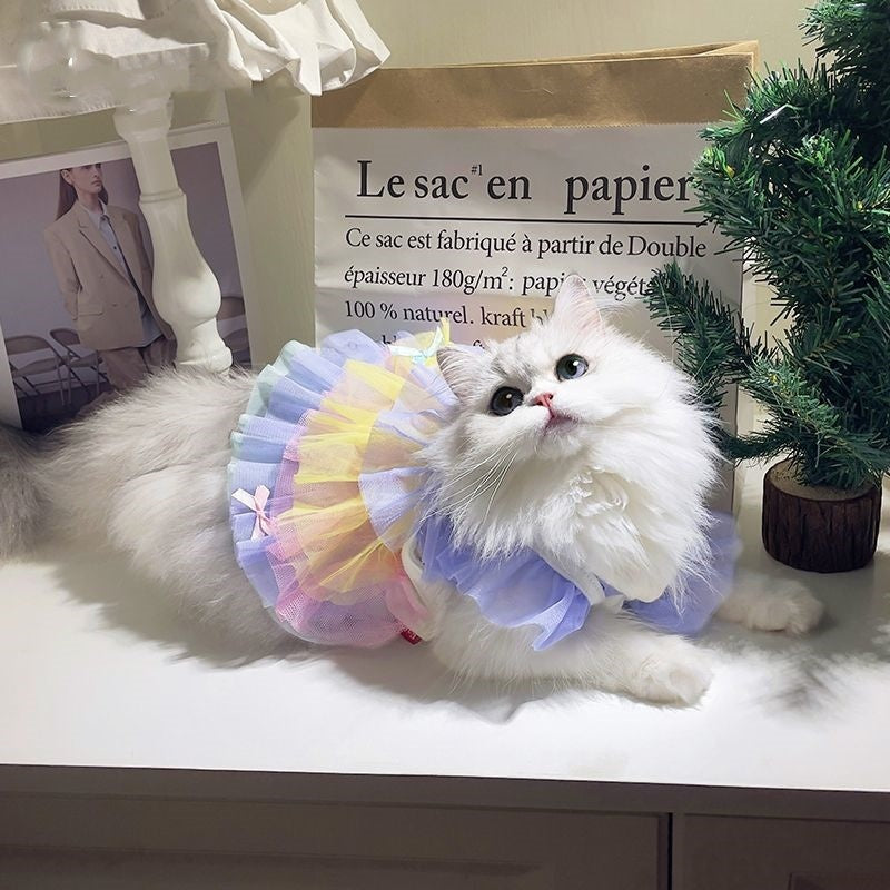 Pet Lace Mesh Dress – Elegant Summer Outfit for Cats & Small Dogs