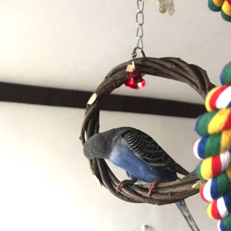 Bird Standing Frame Rattan Ring Chewing Toy Bird Cage