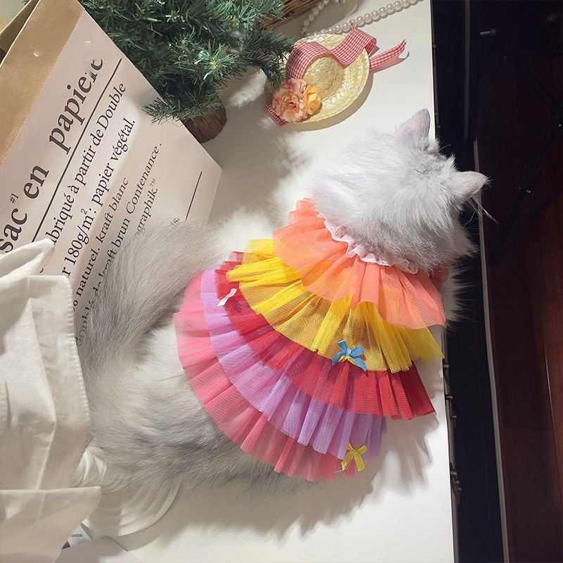 Pet Lace Mesh Dress – Elegant Summer Outfit for Cats & Small Dogs