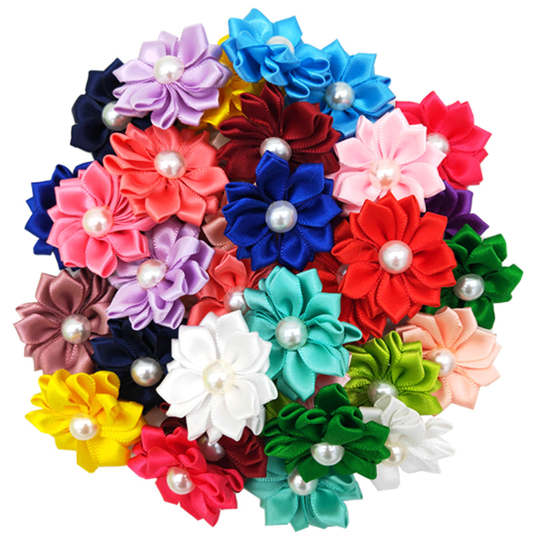 Pet Supplies Head Flower Bow Rubber Band Petal Pearl