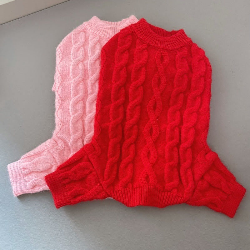 Knitted Four-Leg Pet Sweater – Warm Wool Outfit